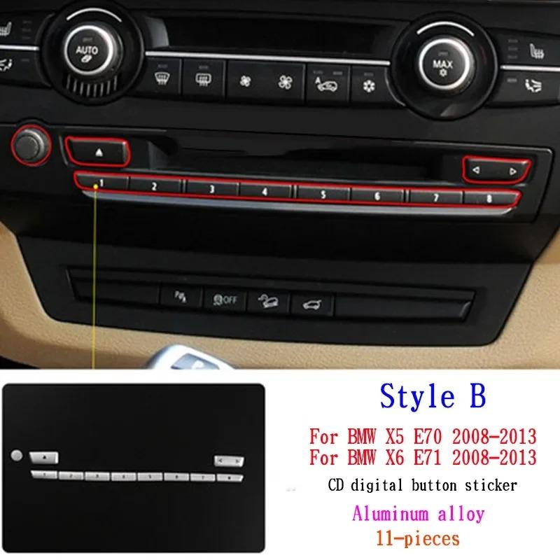 

For BMW X5 E70 X6 E71 08-13 Silver Car Driving Assistance CD Digital Air Conditioner Button Cover Trim Interior Car Accessories Style B