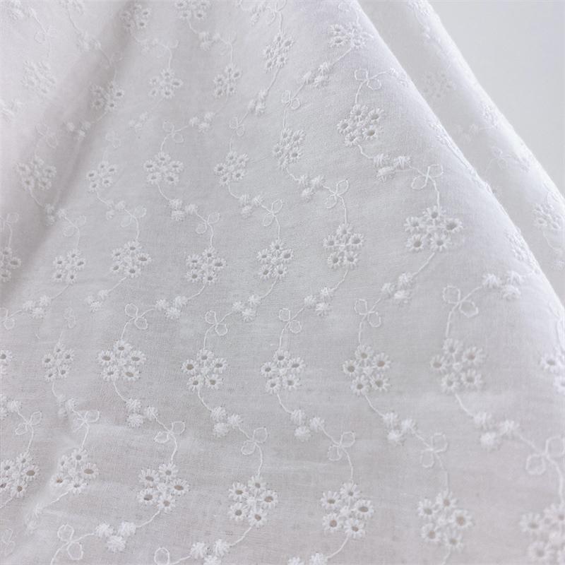 

1yard 100% Cotton Fabric Lace Embroidery Hollow Small Flower Fabric for Sewing Dress Clothes DIY Handmade Crafting 1.3m Width 1Yard