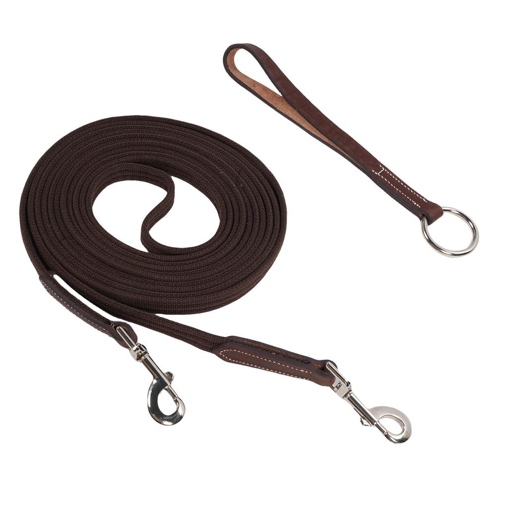 Horse Lunge Line with Rotating Snap Buckle Cowhide Webbing Comfortable Grip Long Horse Training Rope for Daily Training