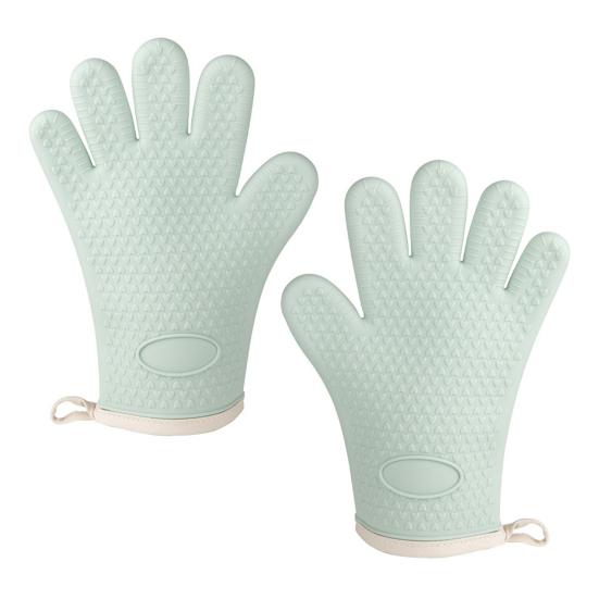 2Pcs Silicone Oven Thick Mitts Non Slip Heat Resistant Cast Iron Pan