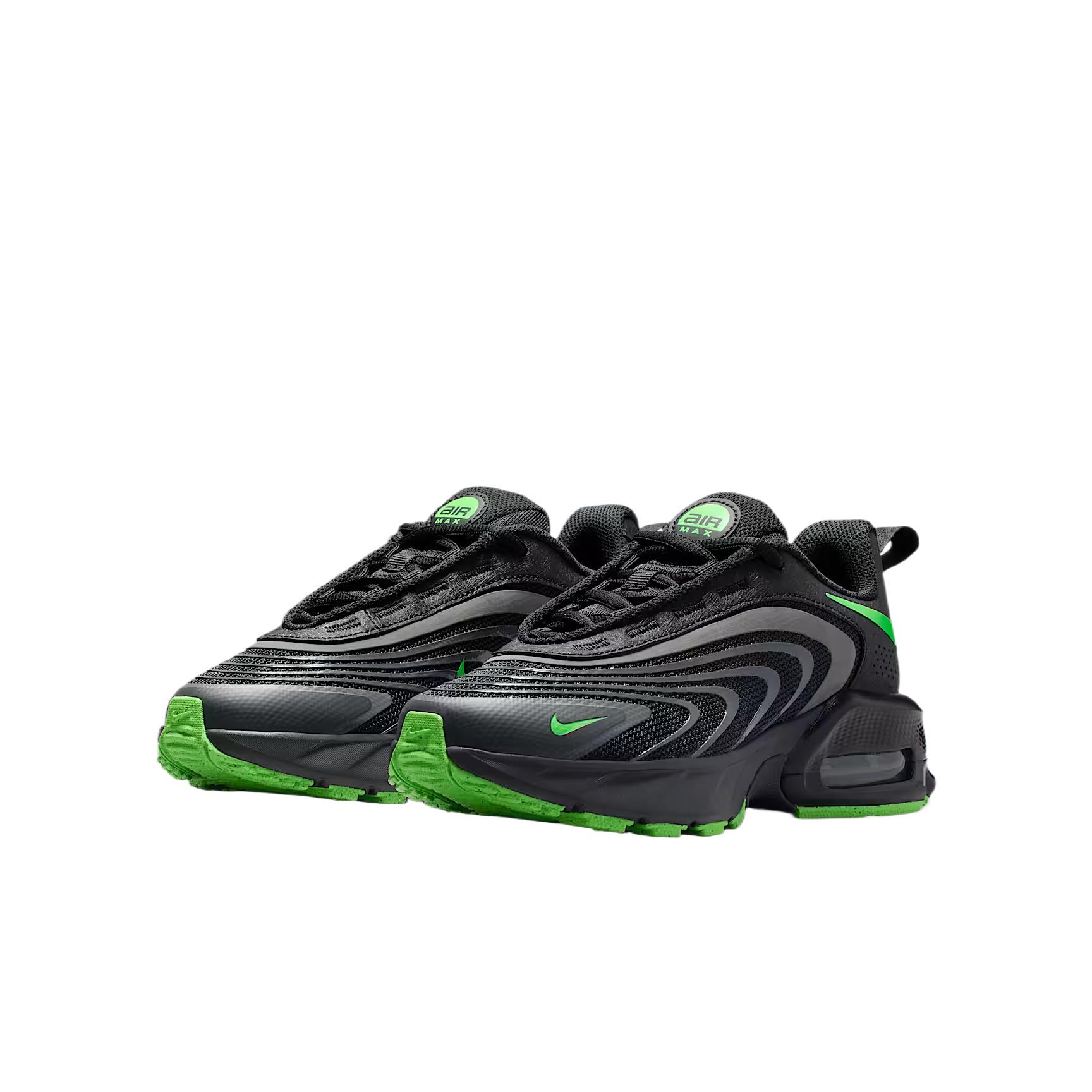 

New Nike Air Max Fire Low Top Kids Running Shoes Black Green Teenagers IF2622-003 36