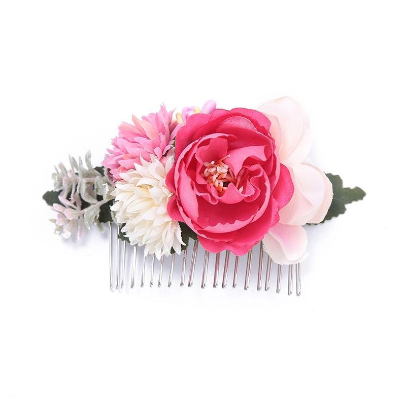 Bohemia Brides Wedding Flower Hair Comb Hairpin Bridesmaid Headdress Hair Combs Hair Accessories For Women Girls Floral Hairpins
