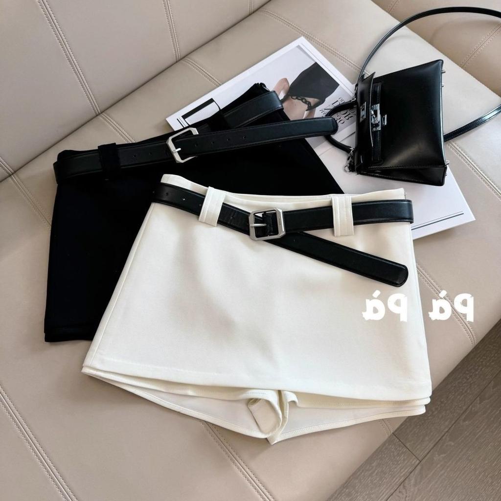 Black White Office Lady Suit Skirts Sexy Tight Shorts Package Hip Skirt Ladies Korean Fashion All-Match with Belt A-Line Skirts