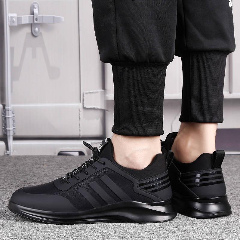 Fashion Sports Shoes Men's Shoes 2025 Spring and Autumn New Leather Waterproof and Odor Proof Casual Shoes Versatile Black Running