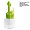 1 Set Cleaning Brush Comfortable Grip Easy To Use Cactus Shape Cup Washing Brush with Storage Base Daily Use