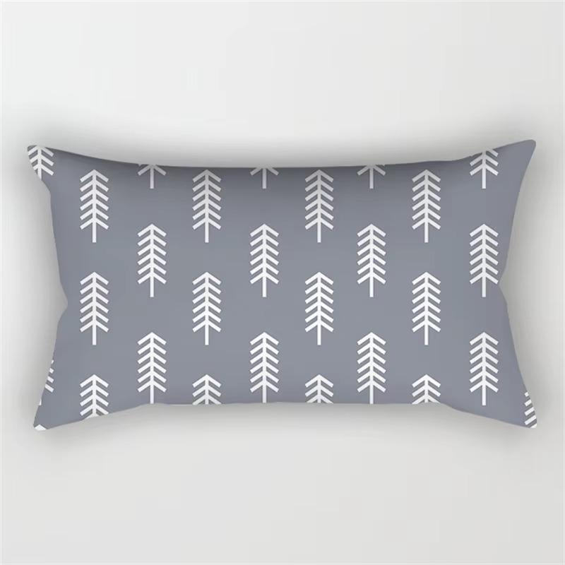 Patchwork Grey Geometric Pattern Print Decoration Bedroom Living Room Office Waist Support Home Rectangular Pillowcase