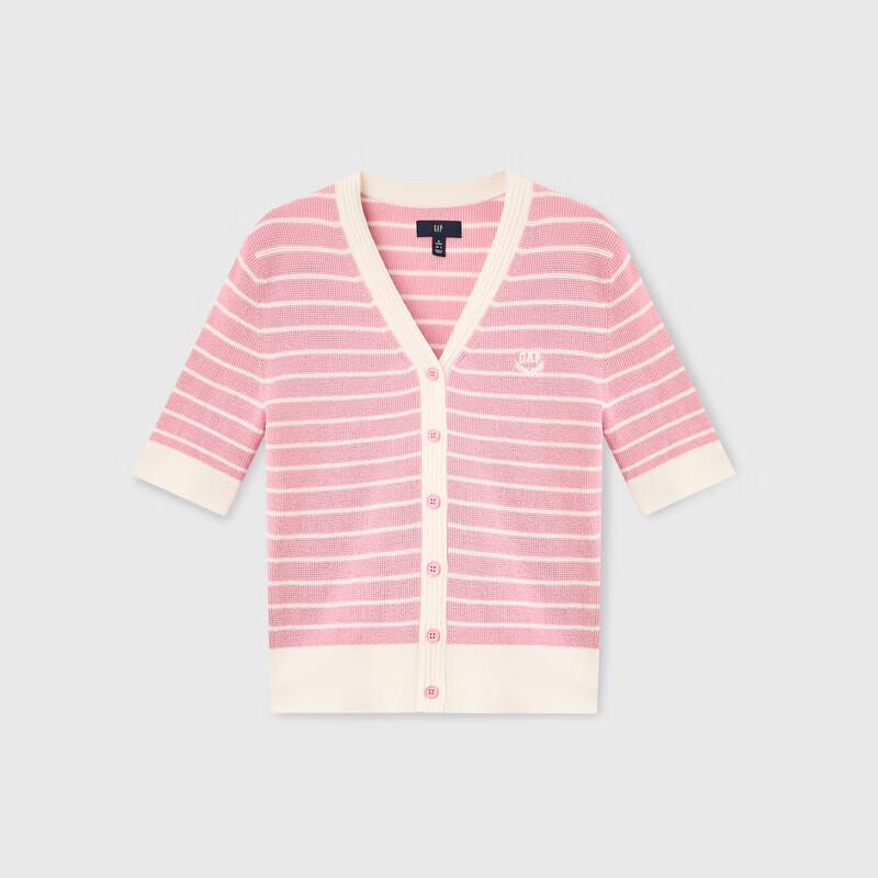 GAP Women's Embroidered Logo Color Block Stripe Knit Top