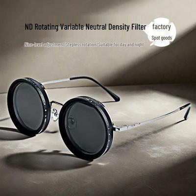 ND Rotating 9-Level Adjustable Polarized Sunglasses, UV400 Protection, Punk Style Round Filter