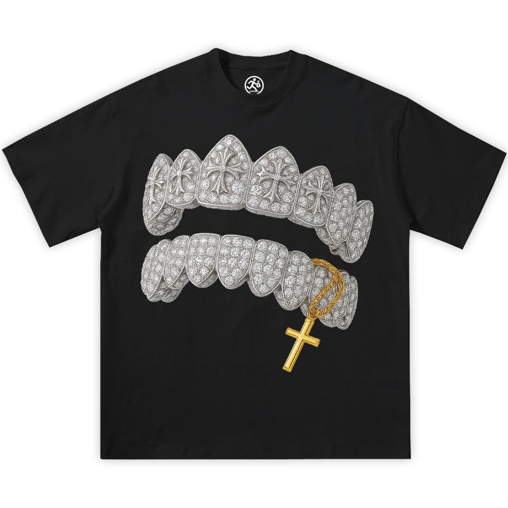 Рубашка с хромированной решеткой-крестом, Винтажные украшения, Хип-хоп графическая футболка, Унисекс футболка рэпера XXL