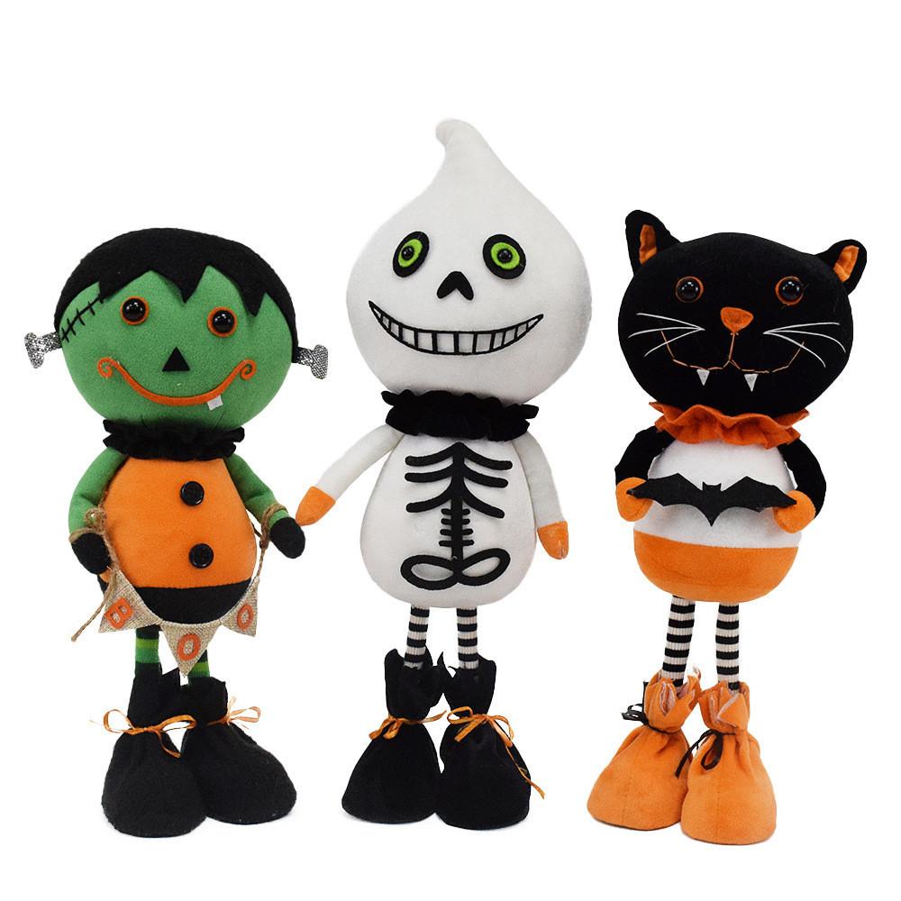 Cute Halloween Plush Figurines Ghost Black Cat Decorations