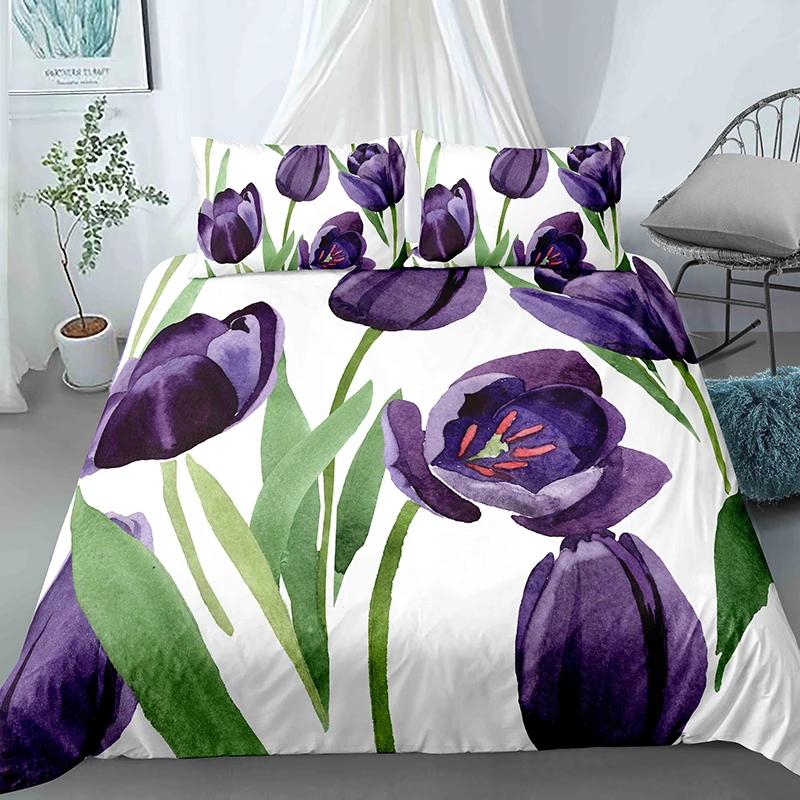 Luksusowa Kolorowa Kwiatowa Poszewka na Kołdrę 3D King Queen Podwójna Komplet Pościeli Kwiatowy Poszewka na Kołdrę Damska Czarna Poliestrowa Poszewka na Kołdrę