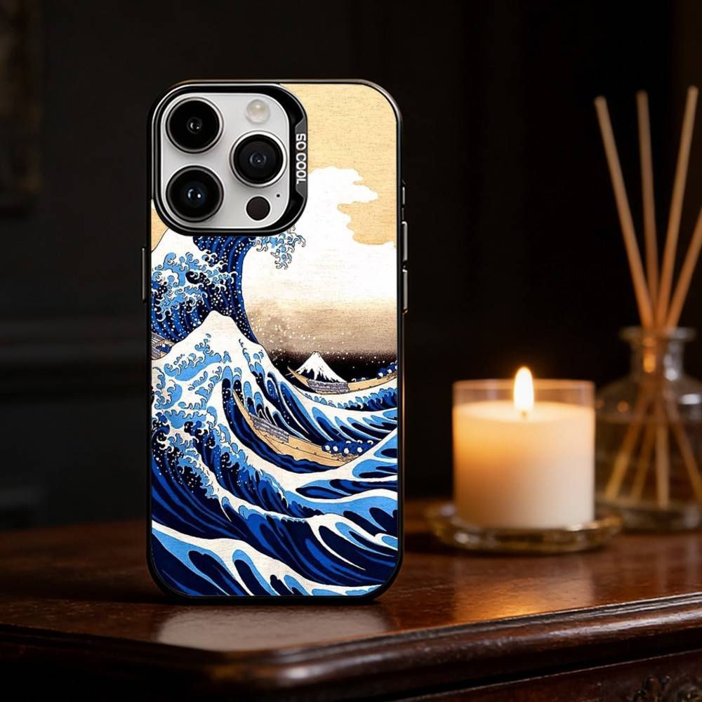 Great Wave Off K-Kanagawa Phone Case Color Silver Shell For IPhone 17 16 15 14 13 12 11 Pro Max Plus