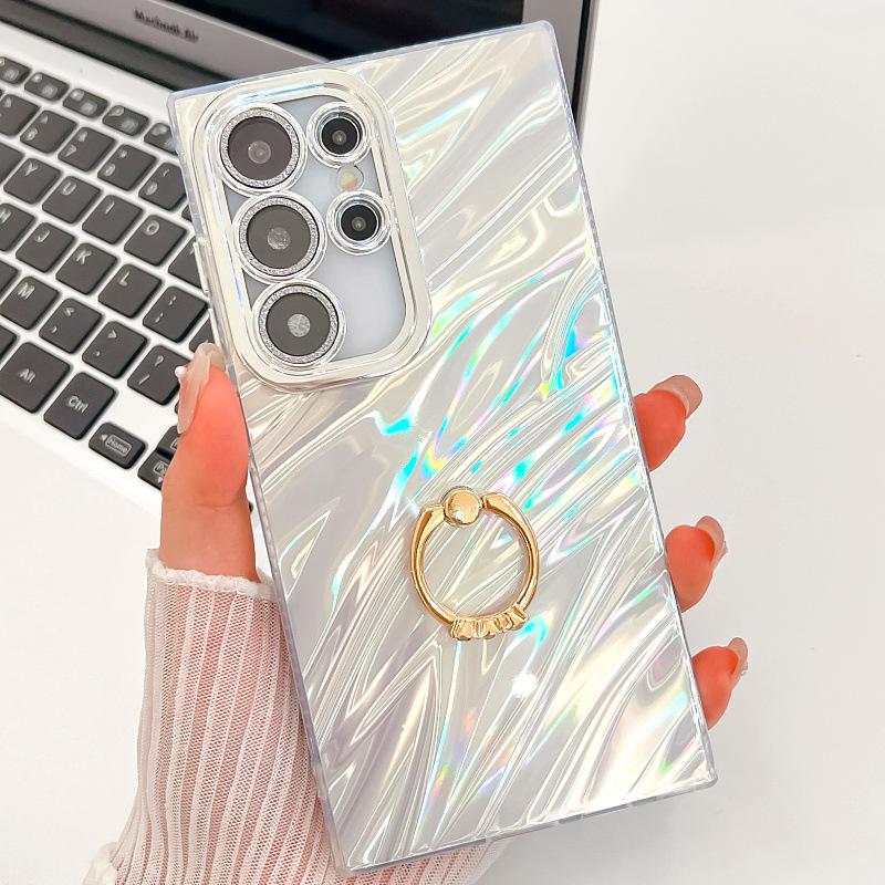 Galvanisieren Blitzpulver Linsenfolie Samsung S25 Ultra Handyhülle Wasserwellen A16 Ringhalterung A36
