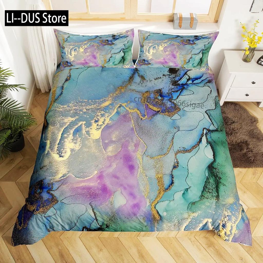 Nordic Marble Pattern White 3D Bedding Set Duvet Cover Pillowcase Bedclothes Single Twin Full Queen King Size POD Dropshipping
