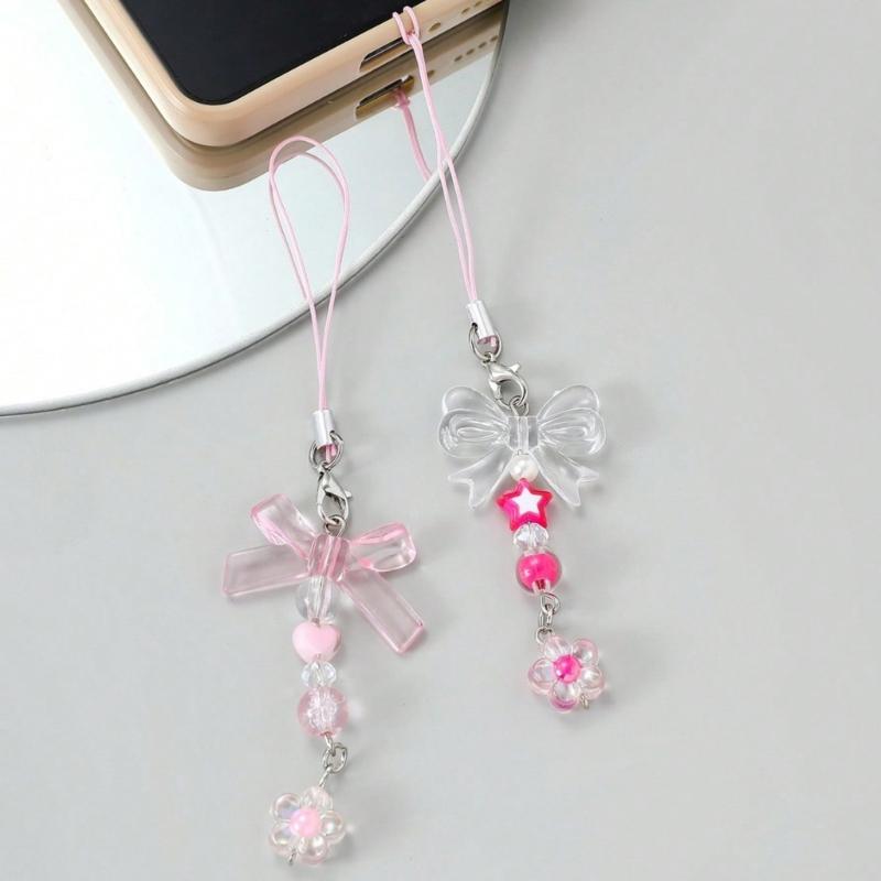 Y2k Girl Heart Flower Bowknot Loves Heart Bear Star Keychain Sweet Ins Car Bag Accessory Phone Shell Alloy Pendant