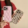 For iPhone 16 Pro Max Case Down Jacket Leopard Print Acrylic Phone Back Cover