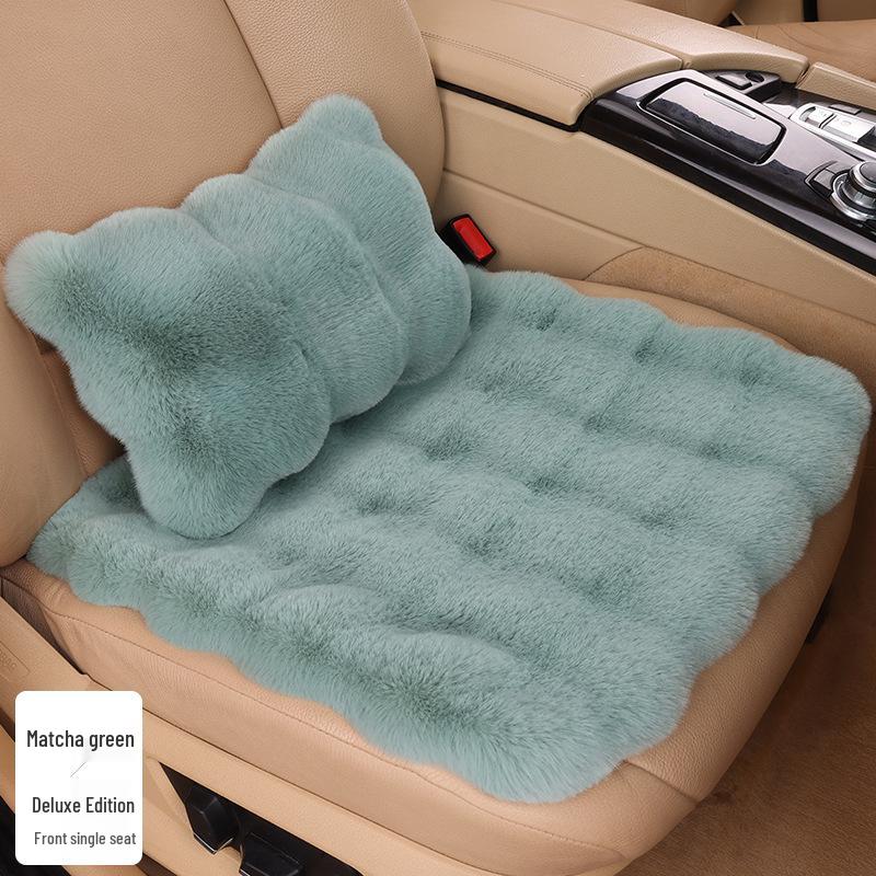 Winter Fleece Rabbit Fur Plush Car Seat Cushion 3-Piece Set