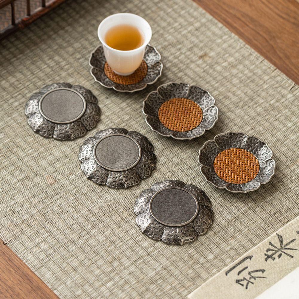 

Non-slip Alloy Rattan Coaster Hand Woven Coffee Cup Table Mat New Table Placemat