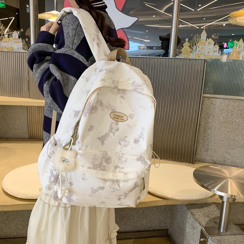 Female Print Schoolbag Student Tie-Dye Backpack Large Capacity Backpack for Junior High School