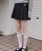Rose Franz Double Buckle Pleat Mini Skirt [Charcoal]
