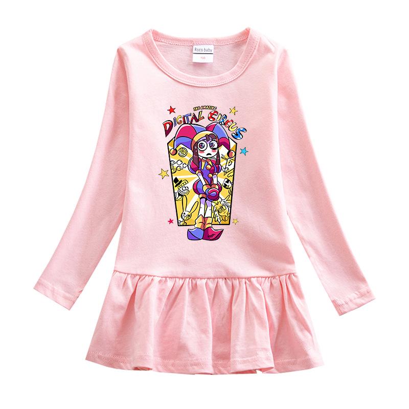 Korean Style Girls' Cartoon Long Sleeve Mesh Princess Dress for Spring & Autumn 2026