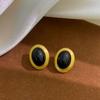 Copper-plated with Real Gold Matte Brushed Oval Vintage Women's New Trendy Simple Niche All-match Fashion Stud Earrings