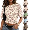Women's Crew Neck Pullover Short Sleeve T-Shirt Loose Fit Casual Top with Abstract Print Pattern Suitable for Everyday Wear