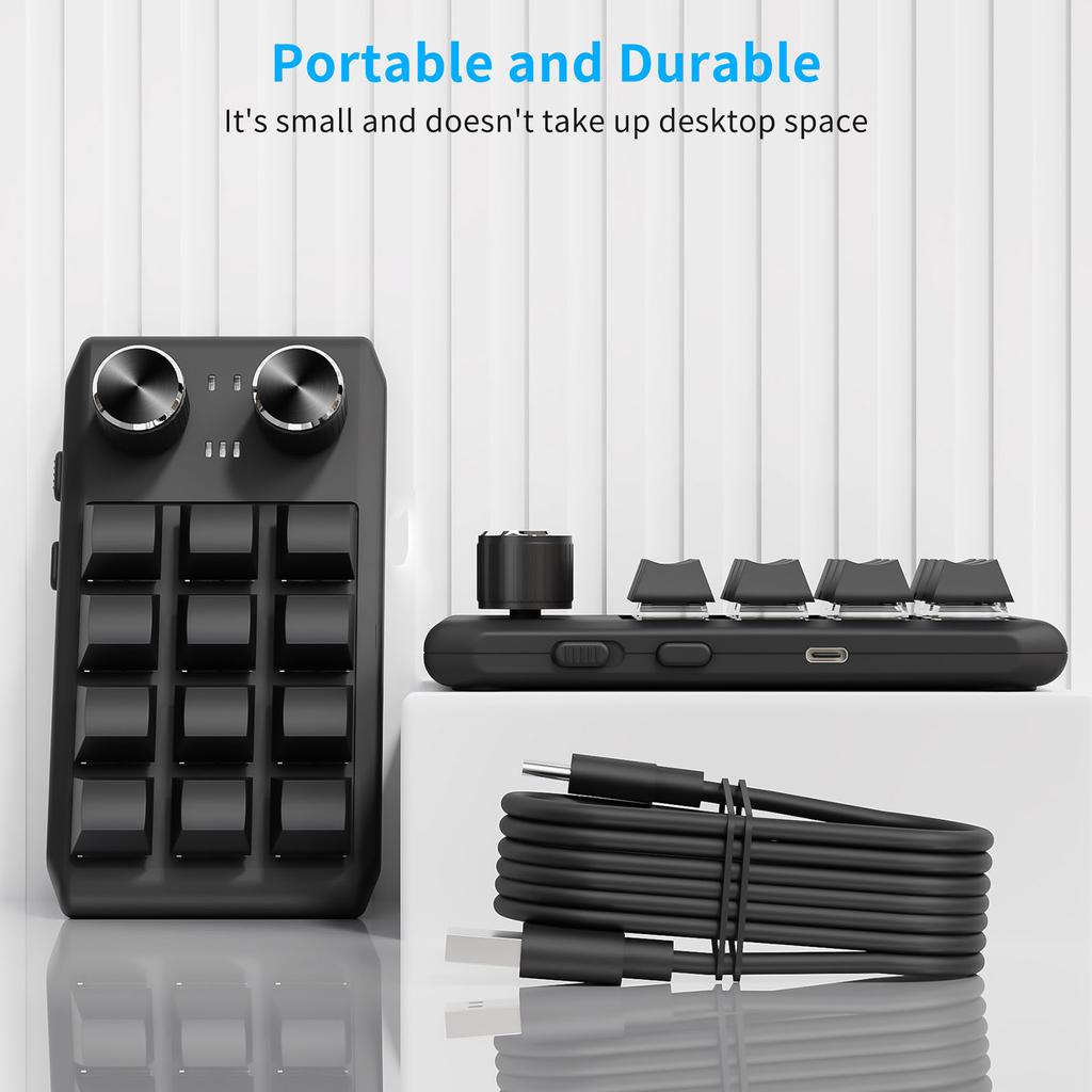 Wireless One Handed Gaming Keyboard Custom Macro Keyboard 12Key uwBT Red Switch HotSwappable for