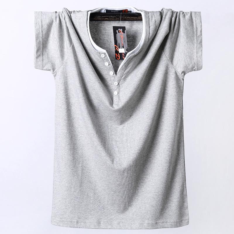 Men's 8XL Trendy V-Neck Short-Sleeve T-Shirt, Korean Style
