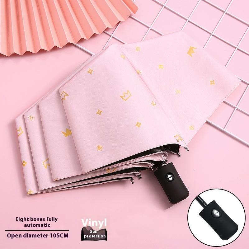 Składany parasol automatyczny mężczyźni i kobiety studenci śliczny parasol przeciwsłoneczny osłona przeciwsłoneczna anty-ultrafioletowy deszcz i słoneczny parasol podwójnego zastosowania
