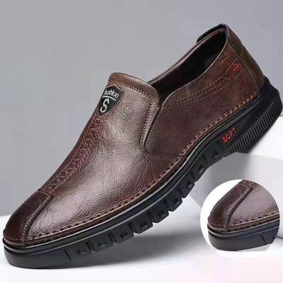 Męskie buty skórzane casualowe Lekkie buty biznesowe Outdoorowe męskie buty Buty w średnim wieku Buty wsuwane Casualowe buty skórzane