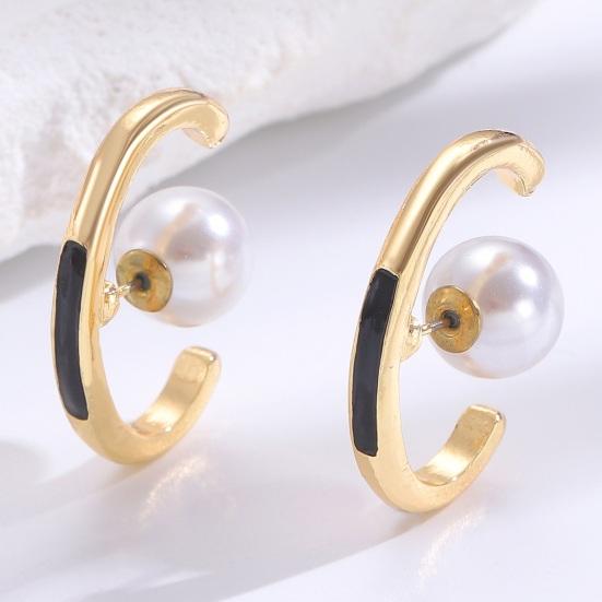 French C-Shaped Earrings Oval Hoop Earrings Versatile Drop Earrings for Women Elegant