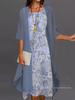 Top-Selling European & American Fashion: Spring & Autumn Casual Printed Chiffon Dress Two-Piece Set