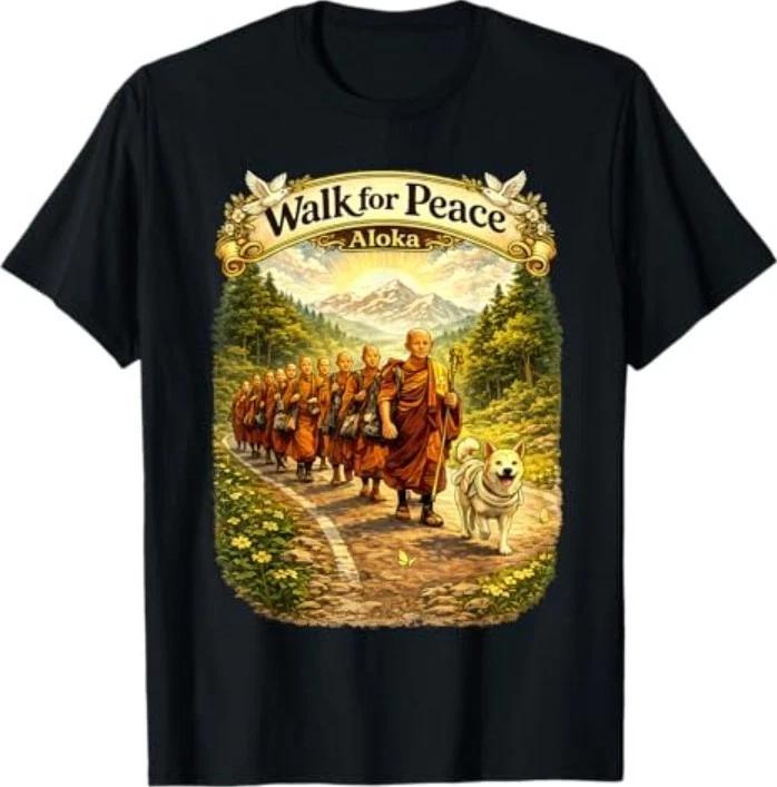 Walk for Peace Monks with Aloka Dog T-Shirt XL