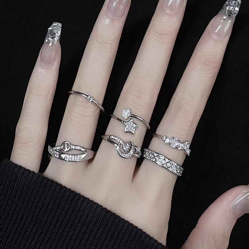 Diamond Zir*****Pening Simple Niche Design Cold Wind Light Luxury High Sense Ring Women