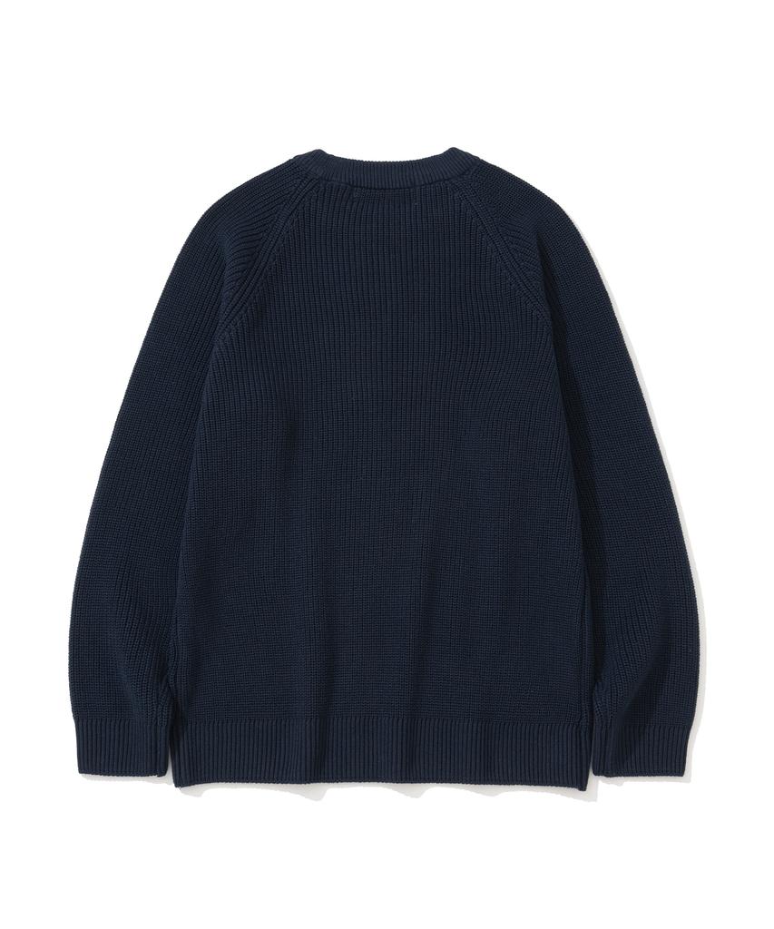 KNITTED [Nitied X Fashion Planet] Cotton Waffle Round Knit Navy