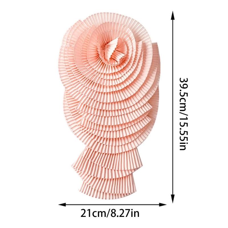 Fashionable Pleated Big Flower Lapel Pin Exaggerated Folded Flower Brooch for Dress and Shirt Women Breastpin Ornament