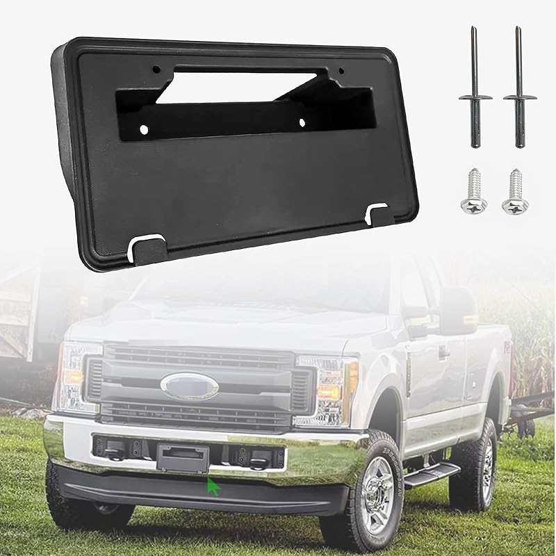 Front License Plate Frame For Ford F250 F350 F450 F550 Super Duty 2024 2025 2026 NO Drill Front Bumper License Plate Holder Mounting Bracket Cover