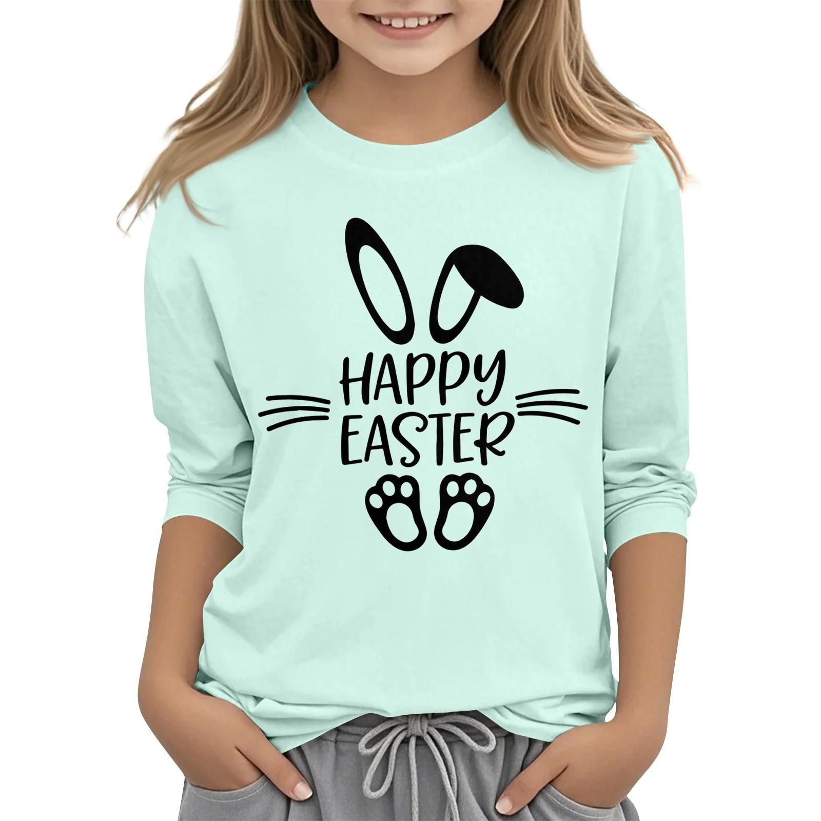 

Casual Easter Printed Round Neck T-shirt With 7-point Sleeves For Children