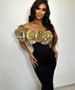 Elegant One-Shoulder Gold Flower Women's Banquet Dress (2026)