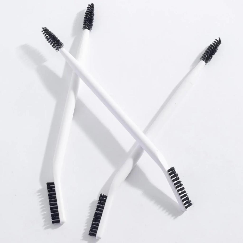 3Pcs Dual-Ended Eyebrow & Eyelash Brushes, Thin & Stiff Professional Makeup Tools for Women