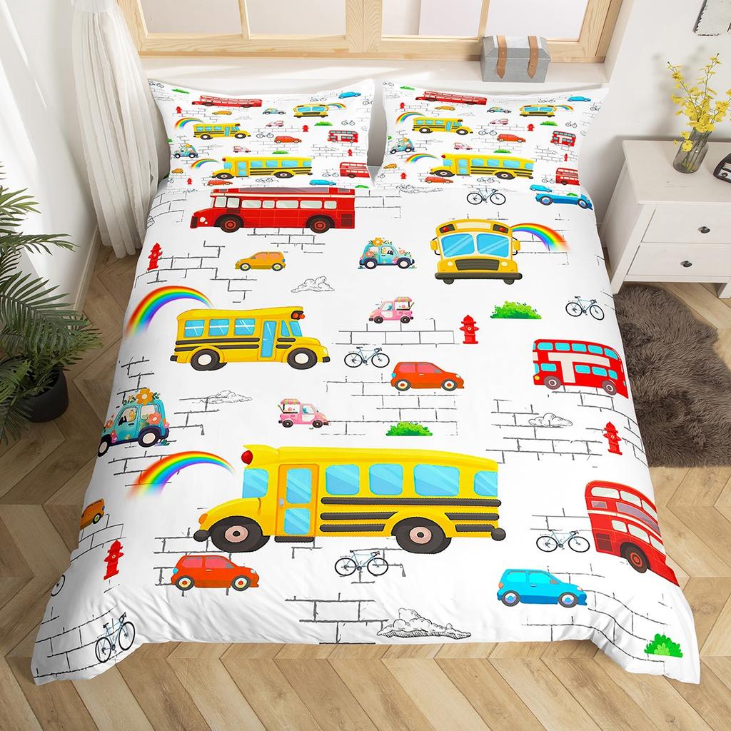Comforter Homewish Tractor Machinery Truck Yellow Construction Vehicle Bedding Setteens Boys Girls Bed Set
