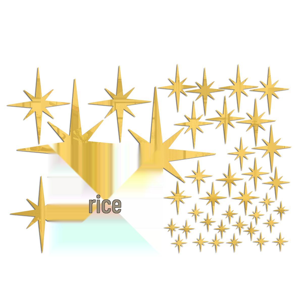 

Starry Mirror Acrylic Wall Sticker: 3D Decorative Accent for Living Room & Bedroom золотий
