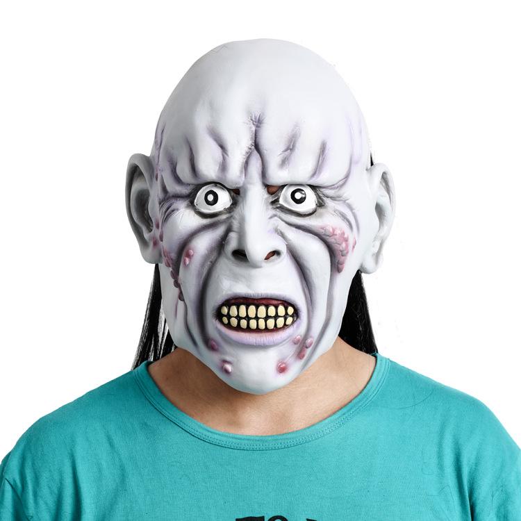 Halloween Scary Witch Latex Mask with Hair - Rotten Face Prop for Parties and Performances Mask