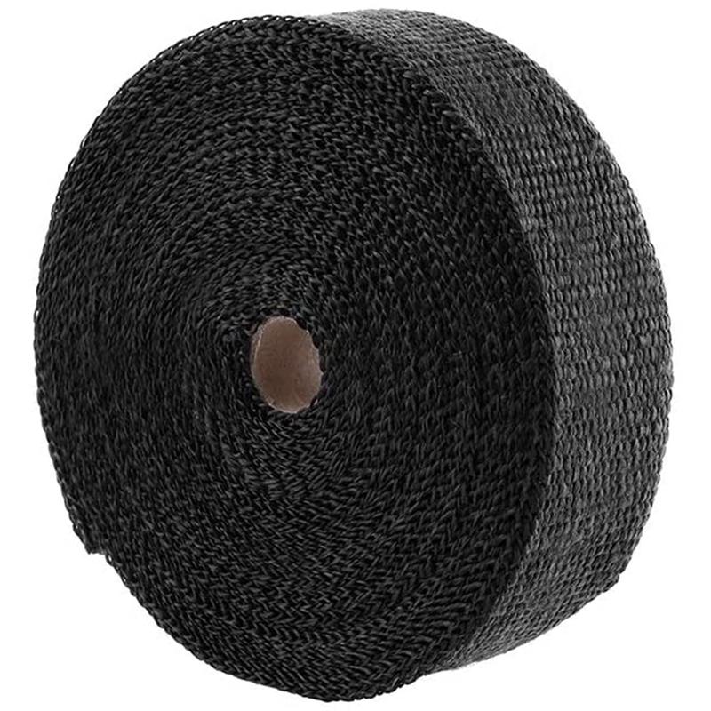 Exhaust Heat Wrap 2000℉ Black Car Exhaust Pipe Heat Insulation Wrap 50mm X 15m with 10 Stainless Steel Cable Ties Pipe Wrap
