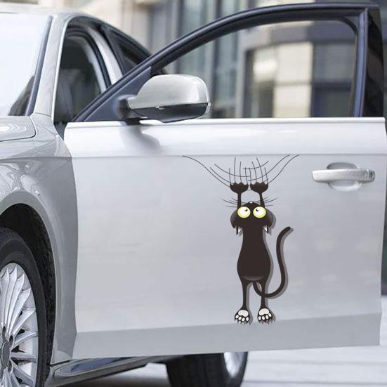 Adesivo Auto Gatto Graffiato Divertente Gatto Nero Decalcomania Paraurti Veicolo Adesivo Gatto in PVC Rimovibile per Auto Camion Motocicletta Muro Finestra Frigorifero Tazza Laptop