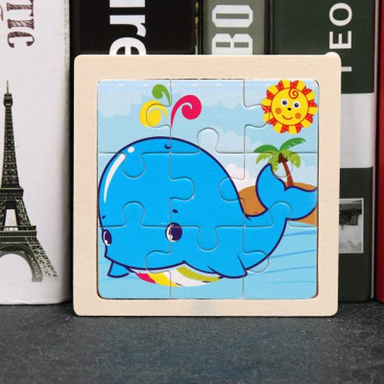 9-Piece Wooden Cartoon Animal Jigsaw Puzzle for Kids Ages 2-6: Educational Toy for Early Development
