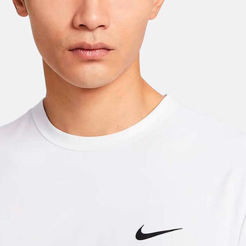 Nike Logo Training Bequemes Rundhals Kurzarm T-Shirt Colorblock Strickshorts Lässiges Sportset Herrensets DV9840-100+DH7161-010