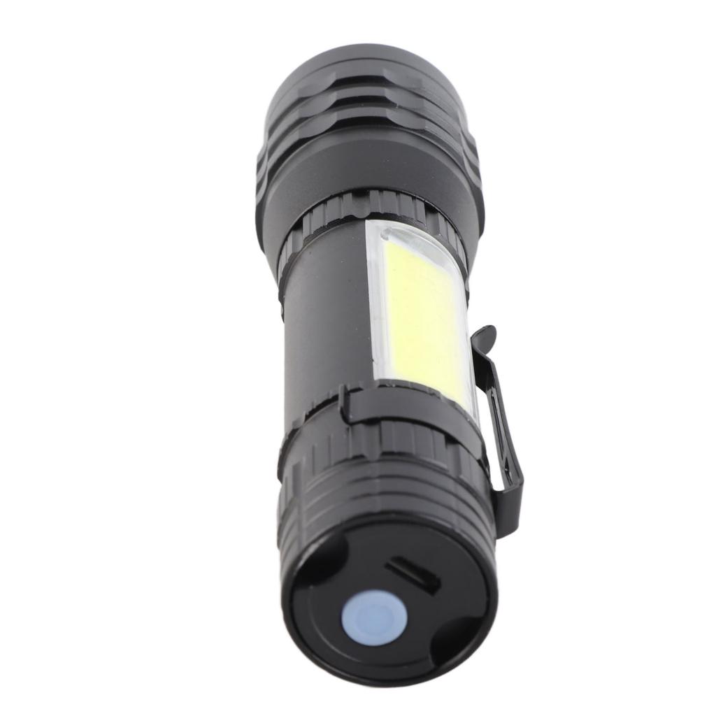 Rechargeable Flashlight 4 Modes High Brightness Metal Flashlight with COB Sidelight for Outdoor