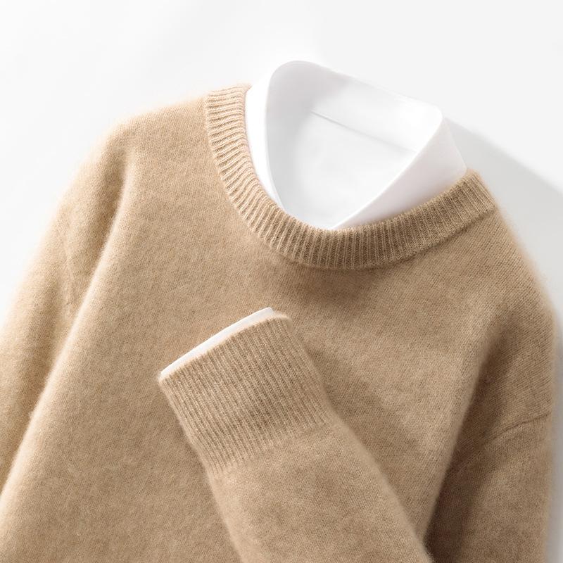 

Мужской семипетельный толстый свитер с круглым вырезом для женской осени и зимы, новый, приятный к коже и теплый свитер, простая и универсальная базовая рубашка XXXL